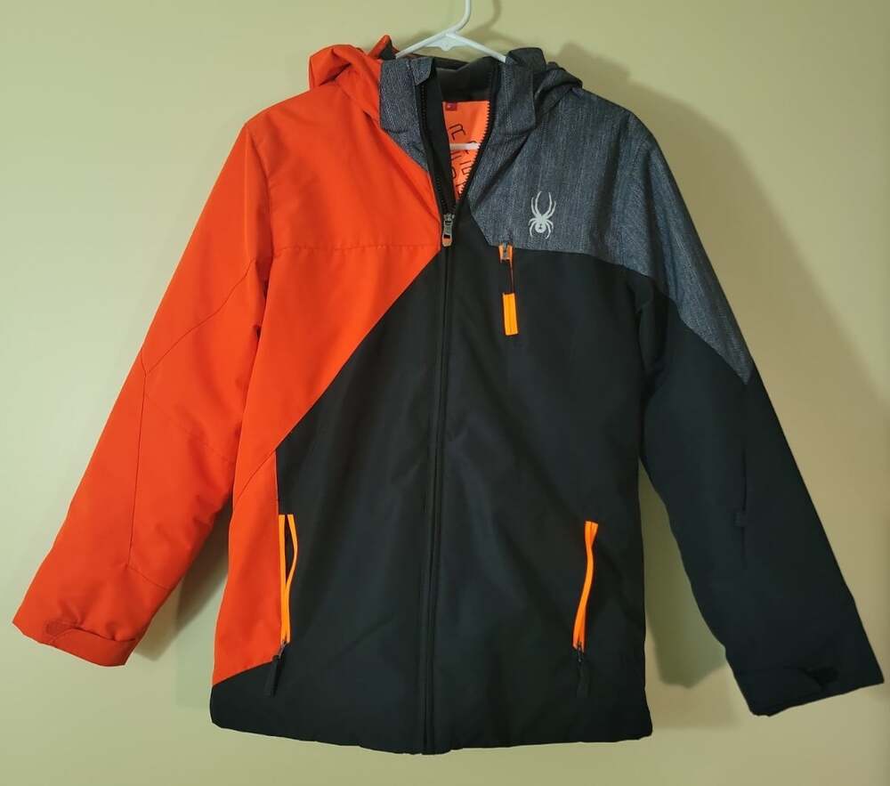 Spyder  boys  Ambush ski Jacket Size 18  Orange, Black, And Gray winter coat ski